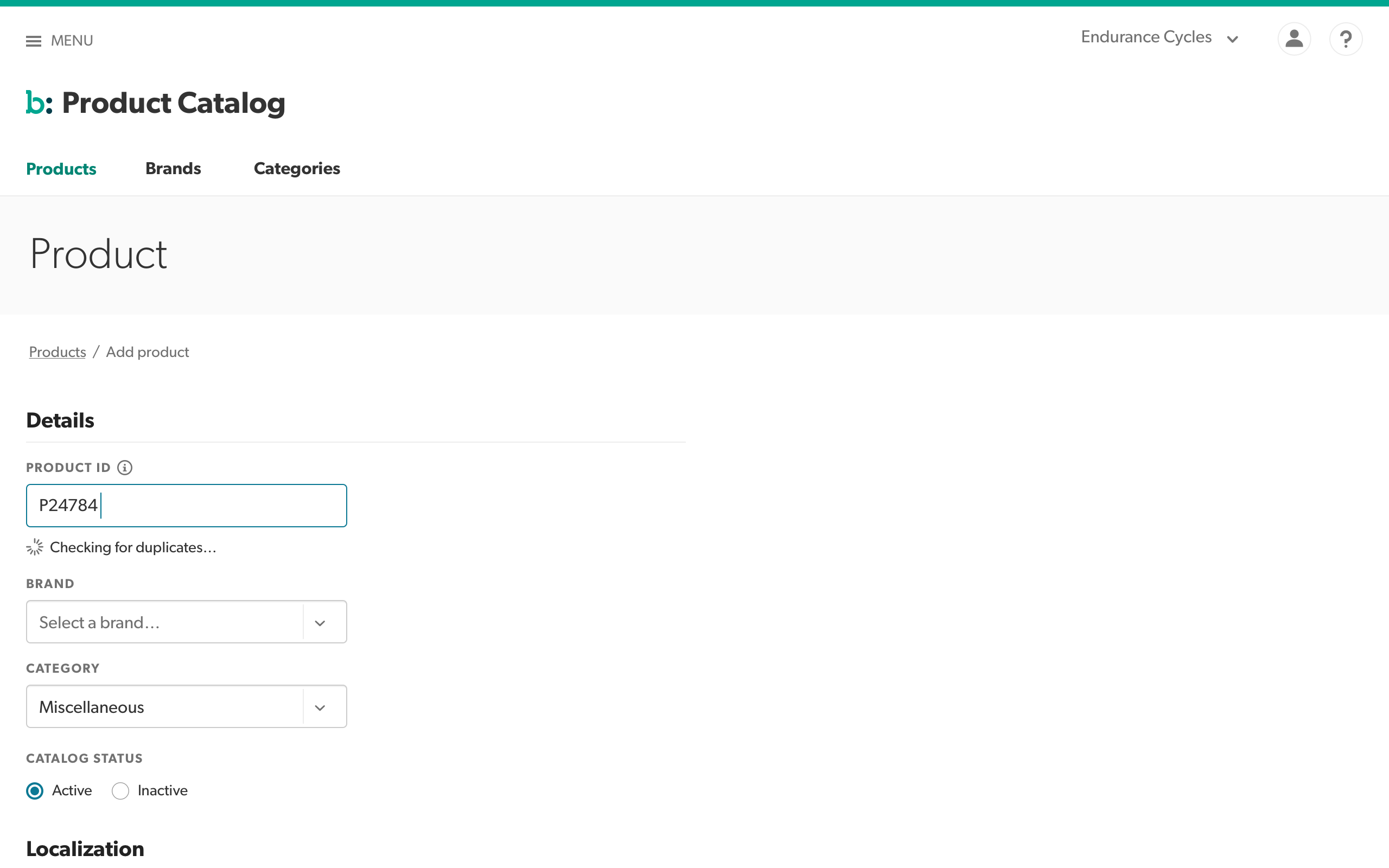 Checking a new product ID for duplicates