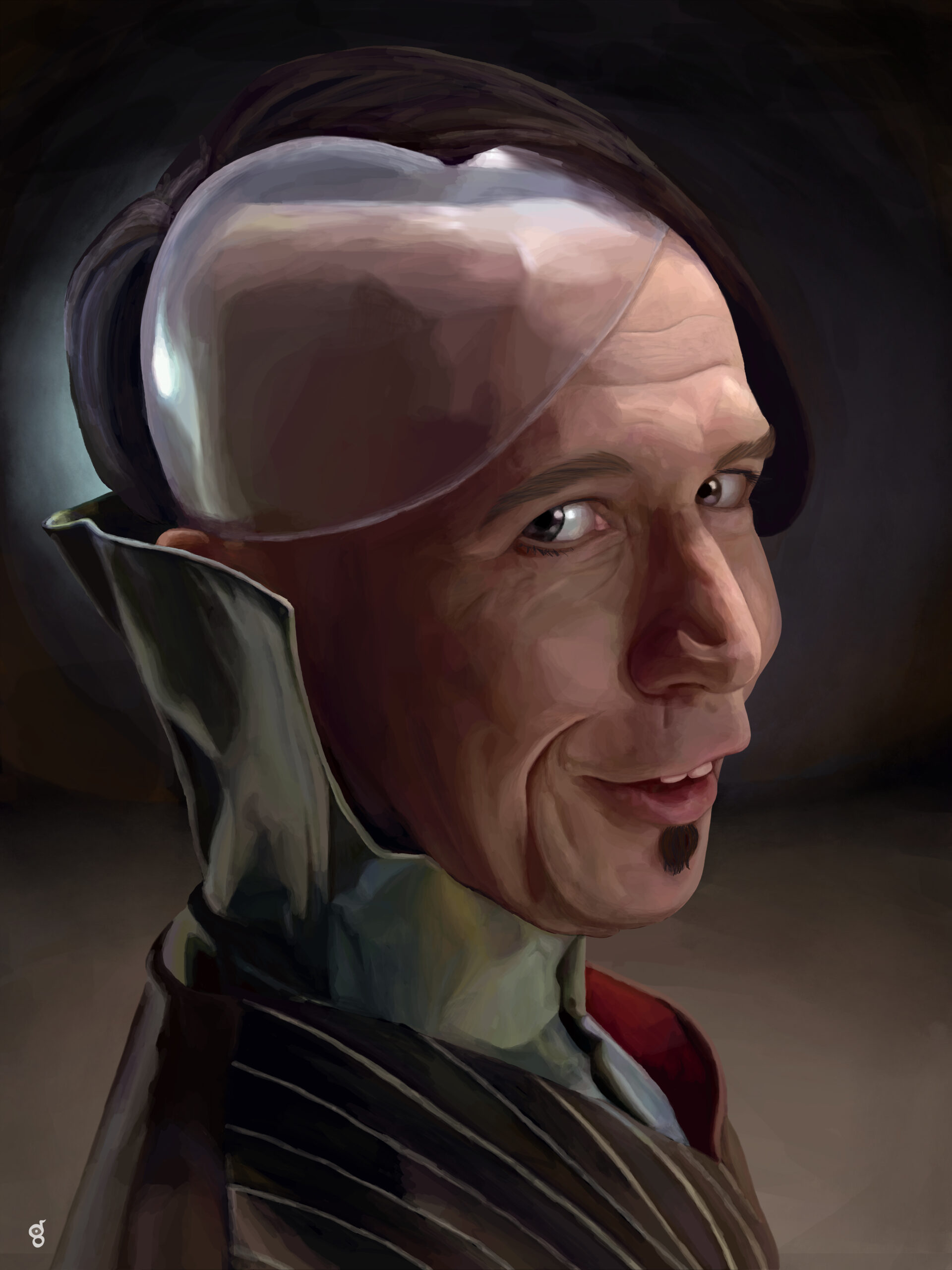 Gary Oldman as Zorg from The Fifth Element, as he looks over his shoulder and says 'My favorite.'